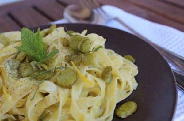 Fettuccine alle fave con crema al mascarpone